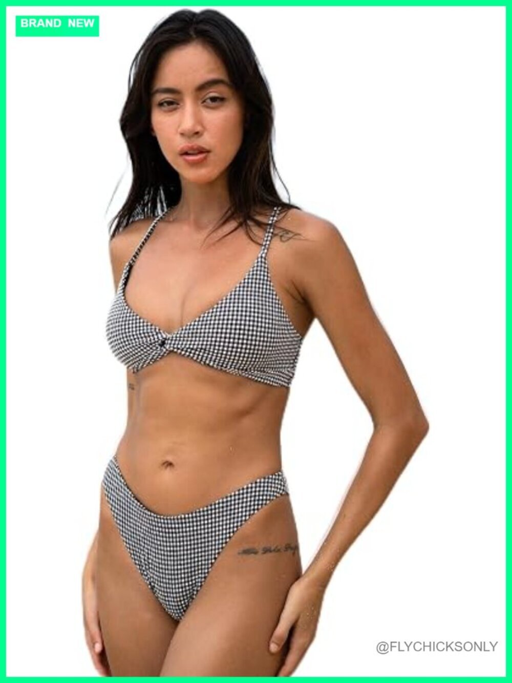 Women's 2 Piece Bikini Set O Ring Triangle Top Cheeky Thong Bottom Swimwear